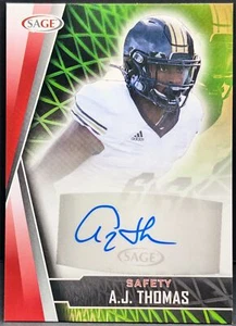 2022 SAGE Autographs Red Parallel #A-AJT A.J. Thomas Western Michigan Broncos - Picture 1 of 2