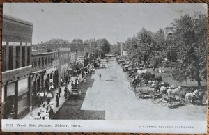 1900s Sidney, Iowa, West Side Square, Crowd Horse Buggy, DB Postcard - Picture 1 of 2