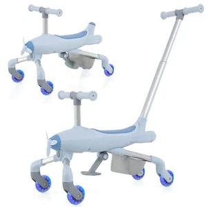 Kids 2-in-1 Ride-on Push Car w/ LED Lighted Wheels Removable & Adjustable Handle - Picture 1 of 8