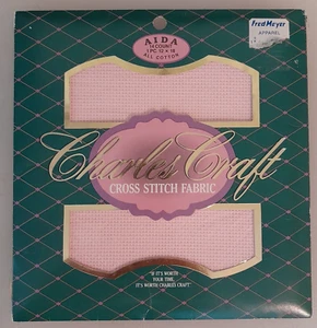 Charles Craft Cross Stitch Fabric 12x18 Pink 14 Count Aida All Cotton - Picture 1 of 4