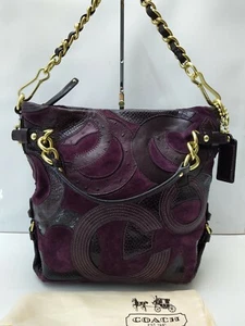 Bolso de Mano Coach con Incrustaciones C Brooke Cuero Púrpura Gamuza Mediano Hobo Cartera Como Nuevo -Raro - Imagen 1 de 12