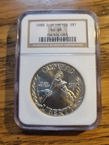 MS69 1988-D Olympic Commemorative Silver Dollar NGC *055 - Picture 1 of 2