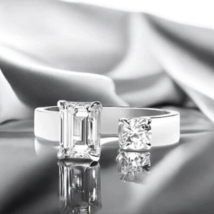 Toi Et Moi Wedding Diamond Ring 14k White Gold Lab Grown IGI 1.25 Carat Round - Picture 1 of 8