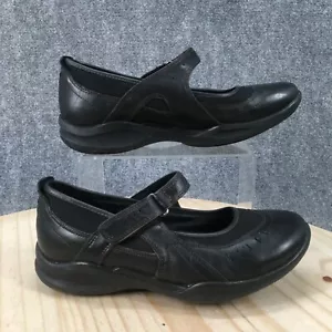 Clarks Wave Shoes Womens 7 W Cruise Mary Jane Black Leather Hook & Loop Comfort - Picture 1 of 17