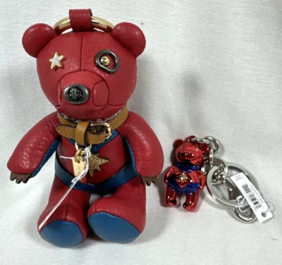 NWT RETIRED COACH CAPTAIN MARVEL CAROL DANVERS LEATHER BEAR 2045 & KEYCHAIN 2754 - Image 1 of 4