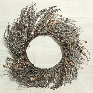 Holiday Sparkling Wreath 18" Door Decor Glimmering Sequins Fall Winter - Picture 1 of 7