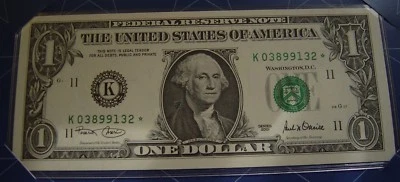 $1 LONE STAR NOTE FT WORTH TEXAS "FW" BRAND .# K03899140*  8888 - Image 1 of 2