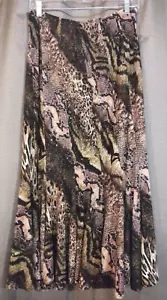 vtg Joseph Ribkoff snake print maxi jupe skirt sz 14 brown black flowy shimmery - Picture 1 of 3