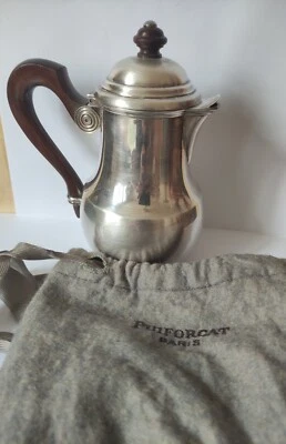 pichet verseuse pot a lait service café PUIFORCAT ARGENT MASSIF-bois modèle uni - Photo 1/4