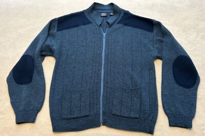 Cárdigan para hombre John Blair talla mediana azul tejido con cable suéter abuelo cremallera completa Foto 1 de 4