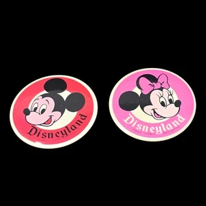 Disneyland Mickey Minnie Mouse 3" Vtg Walt Disney Pin-Back Button Set Of 2 - Picture 1 of 6