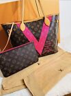 LOUIS VUITTON Limited Edition V Neverfull MM Monogram Canvas Tote Bag Pink