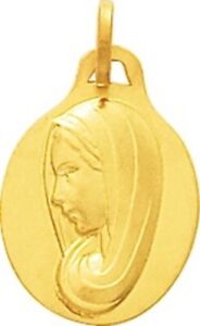 Médaille religieuse vierge marie pour baptême ou naissance en or 18 carats