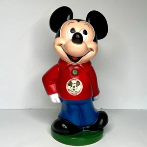 1970s Disney MICKEY MOUSE Coin Bank w Sticker PLAY PAL PLASTICS Vintage - Picture 1 of 6