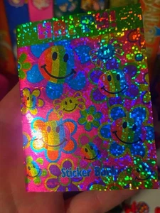 Vintage Lisa Frank Stickerbuch Smiley Gesichter Prisma  - Bild 1 von 6
