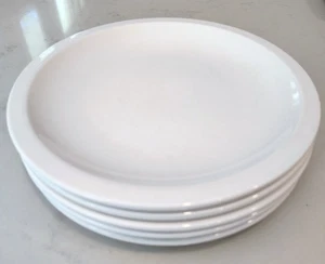 Set/5 Culinary Arts Cafeware 10 1/8" Dinner Plates Rimmed White Heavy Porcelain - Picture 1 of 12