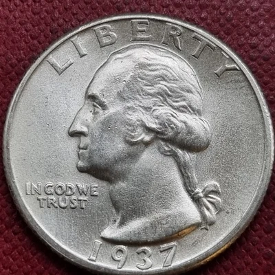 1937 D Washington Quarter 25c Silver High Grade UNC Uncirculated #95063 - Image 1 of 2