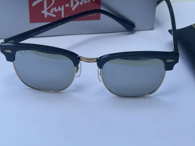 NEW Ray-Ban RB3016 901/30 CLUBMASTER Polished Black Silver Mirror Sunglasses 51 - Image 1 of 4