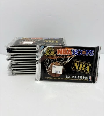 NBA Hoops 5th Anniversary Series I 1993-94 Basketball Cards - 13 Sealed Packs - Image 1 of 4