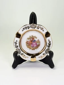 Viasa Venezuelan Airlines Limoges Courtship Scene Ashtray w/ Real Gold Trim RARE - Picture 1 of 5