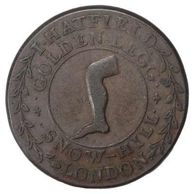 1795 England Middlesex Hatfields Naked Leg Halfpenny Conder Token D&H-323 - Image 1 of 2