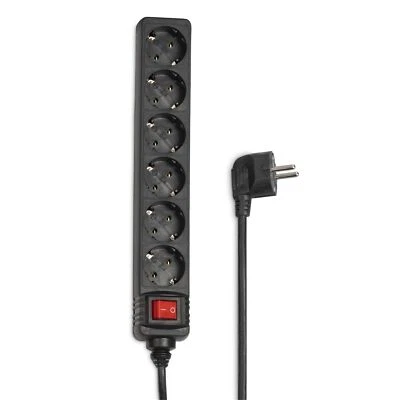 Hama Steckdosenleiste 6-fach Mehrfachstecker + Schalter 1,4m GS geprüft Schwarz - Bild 1 von 4