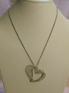 Sterling Silver .925 with Cubic Zirconia Large Heart Pendant Necklace - Picture 1 of 6