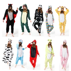 Fashion All In One Pyjamas Hooded Pajama Set Fleece Girls Animal UK - Picture 1 of 21