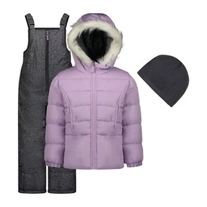 Weather Tamer Mädchen 3-teiliges Leopardendruck Lätzchen Schneeanzug und Schneehose Set Neu mit Etikett - Bild 1 von 17