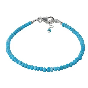 Pulsera de plata 0,925 de piedra azul turquesa natural de la suerte - Imagen 1 de 4