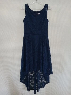 Vestido Mujer Sin Mangas Alto Bajo Encaje Forrado Azul Marino Talla Mediana Foto 1 de 4