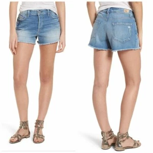 Paige Denim Damen blau Janis Destructed Frey abgeschnitten Stretch Emmitt Shorts 24 - Bild 1 von 3