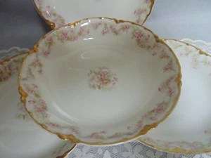 Four Haviland Limoges Fruit Bowls Schleiger 525 Pink Morning Glory Ranson Gold - Picture 1 of 6