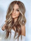 24 Inch Woman's Hair New Women's Long Natural Blond Brown Mix Wavy Full Wig