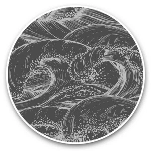 2 x Vinyl Aufkleber 20 cm (BW) - blaue Brandungswelle Illustration #39689 - Bild 1 von 8