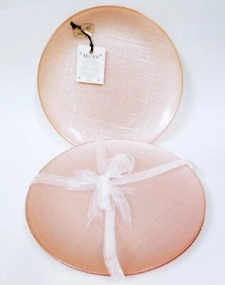 NEW AKCAM SET OF 4 PALE PINK FORGED GLASS,GLITERRY SALAD,DESERT PLATES-TURKEY - Image 1 of 4