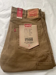 Levi's 565 Herren Größe 34 x 34 locker gerade Arbeitskleidung Utility khaki Stretch Hose - Bild 1 von 19