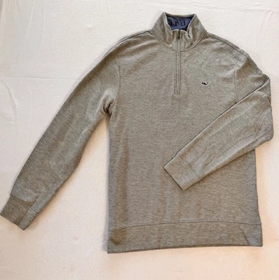 Vineyard Vines Saltwater 1/4 Zip Gray Blue Pima Cotton Pique Pullover Mens Small - Image 1 of 4