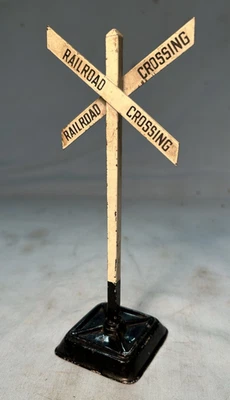 BING TRAIN PREWAR CROSS-BUCK RAILROAD CROSSING SIGN-1940's-METAL MADE IN BAVARIA - Image 1 of 4
