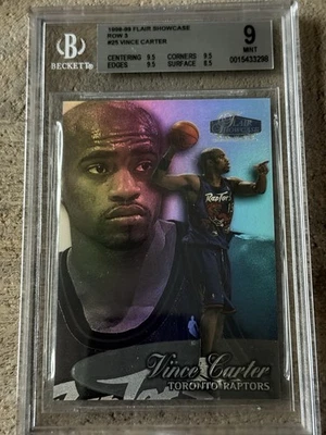 1998 Flair Showcase Row 3 #25 Vince Carter BGS 9 Mint RC w/ 9.5 Gem Mint Subs - Image 1 of 2