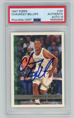 CHAUNCEY BILLUPS Signed 1997 Topps ROOKIE Basketball Card #181 PSA AUTO 10 - Image 1 of 2