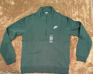 Nike Sportswear Club Brushed-Back 1/2 Zip Pullover Sweatshirt; Hunter Green; MED - Picture 1 of 3