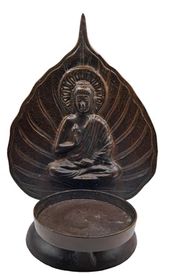 Suporte de incenso Buda antigo bronze tom metal vela budismo religião 9" - Imagem 1 de 4