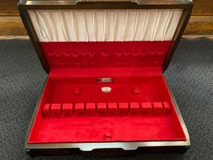 Vintage Oneida Sterlingsilber Teller Besteck Holz Holz Aufbewahrungstruhe Kiste Box - Bild 1 von 9