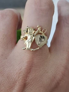 Vintage Disney Mickey Mouse 10k Solid Yellow Gold Letter Initial P Ring Sz: 7 - Picture 1 of 11