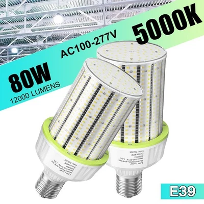 2 Pack E39 Large Base 80W LED Corn Bulb Light Warehouse Street Area Lighting UL - Image 1 of 4