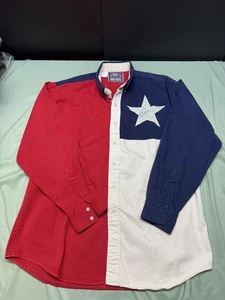 Vintage Western Essentials Shirt Mens XL Texas Flag Colorblock Long Sleeve 90s - Picture 1 of 10