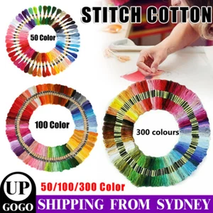 50-300 Coloured Egyptian Cotton Embroidery Cross Stitch Thread Floss Hand Skeins - Picture 1 of 12