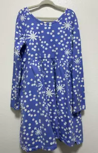 HANNA ANDERSSON ABSTRACT SNOWFLAKES PURPLE L/S SKATER TWIRL DRESS Size 8 - Picture 1 of 5
