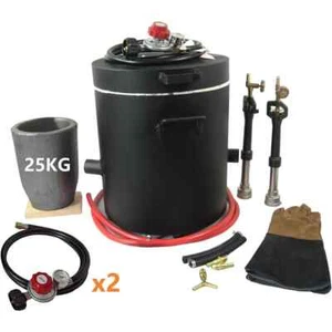 LSMIITTH 25 KG Large Propane Metal Melting Furnace Dual Burner tongs - Picture 1 of 17